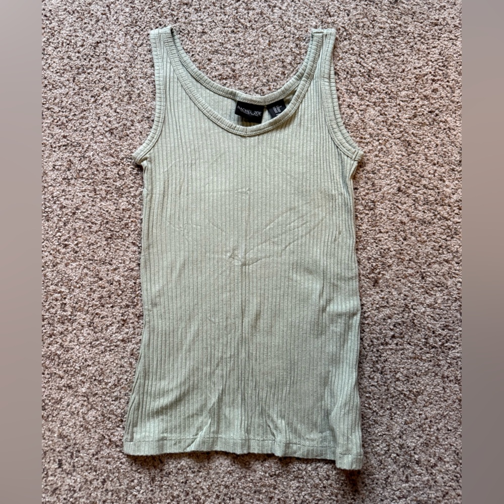 Rachel Zoe Green Ribbed Tank Top